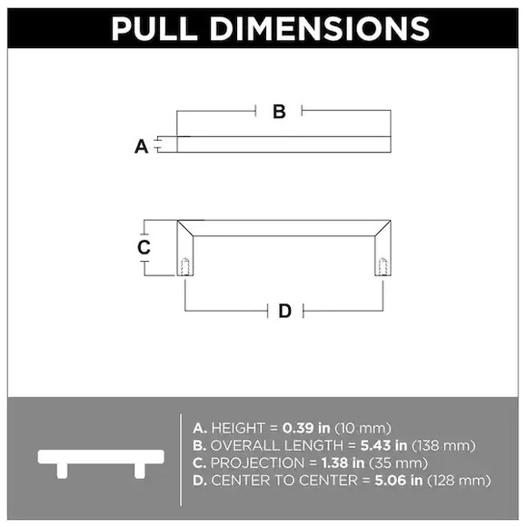 New 30 Franklin Brass Simple Modern Sq. 5-1/16 Matte Black Cabinet Drawer Pull - Picture 3 of 6